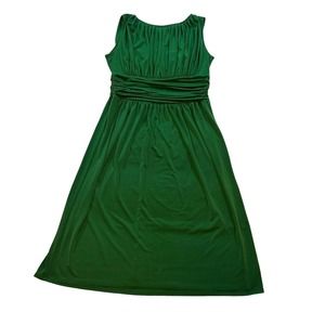 Women’s Emerald Green Sleeveless Ruched Waist Knee Length Dress Size 12